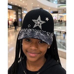 Crystal Stars Hip Hop style Shiny Bling Black Gray Mineral Freeze Cap Hat